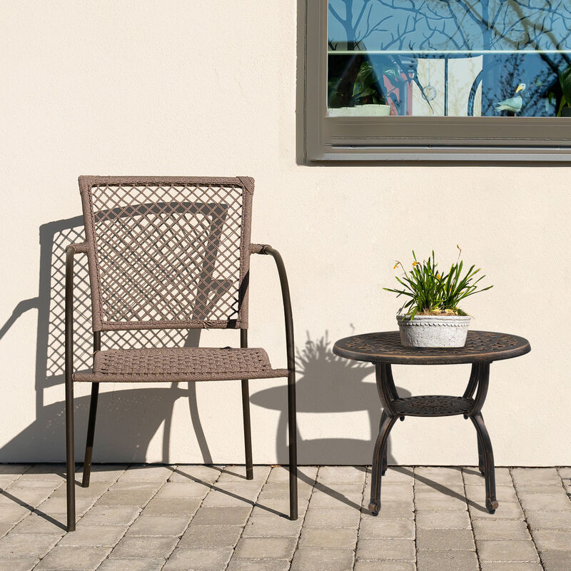 Outdoor Side Table, Weather-Resistant Patio Accent Table for Garden & Balcony