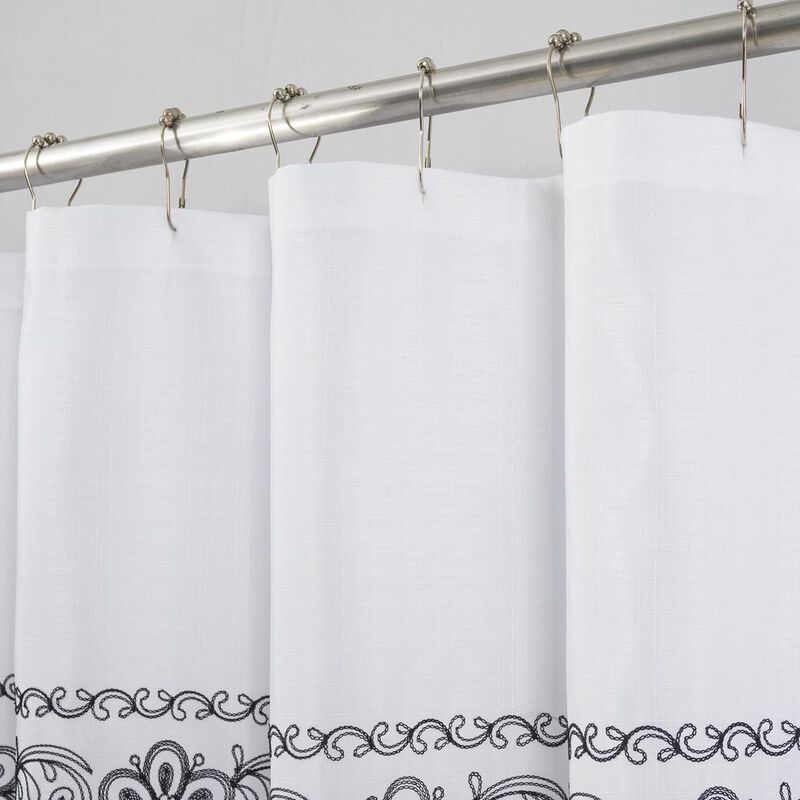 RT Designers Collection Coby Embroidered Stylish Shower Curtain 70" x 72" Black
