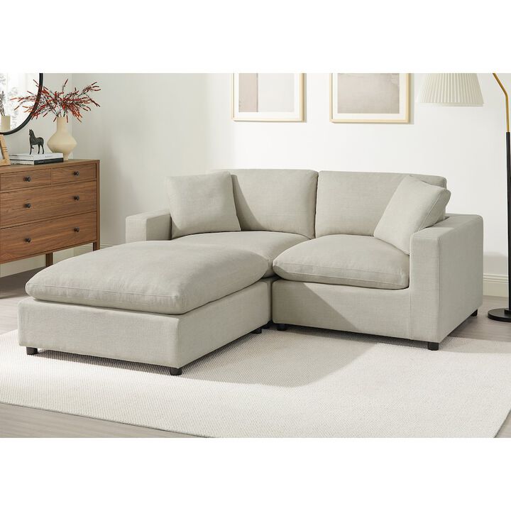 Comfort Pointe Casella Beige Fabric Ottoman