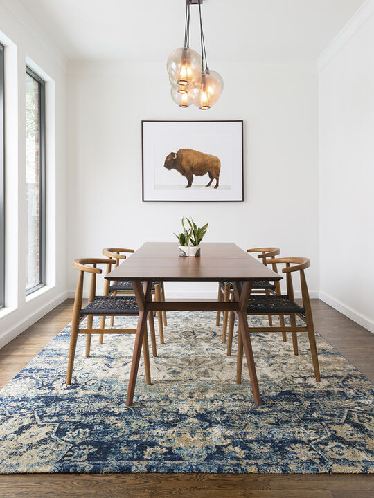 ANASA AF06 Blue/Ivory 18" x 18" Sample Rug
