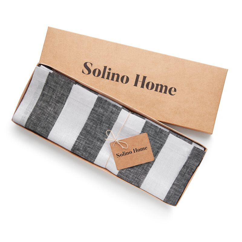 Solino Home 100% Pure Linen 14 x 19 Inch Placemats Set of 4 | Cabana Stripe