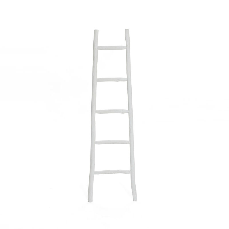 LuxenHome White Solid Wood 5-Rung Blanket Ladder