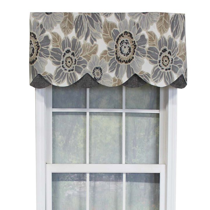 RLF Home Verona Petticoat Modern Premium Design Printed Valance 3" Rod Pocket 50" x 15" Sand/Gray