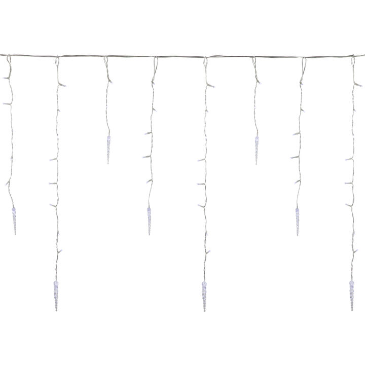 360 Count Icicle with Ice Pillars Christmas Light Set  Pure White LED Lights  Clear Wire