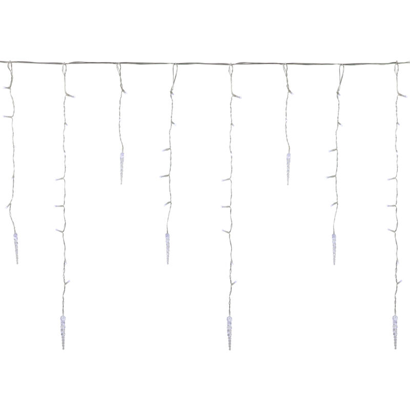 360 Count Icicle with Ice Pillars Christmas Light Set  Pure White LED Lights  Clear Wire