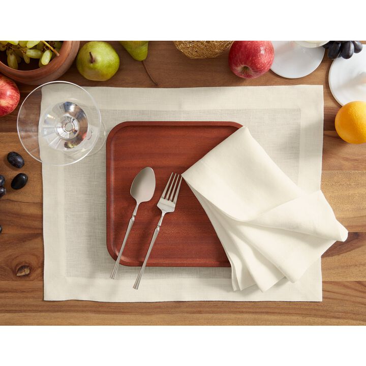 Solino Home 100% Pure Linen Placemats  Set of 4, 14 x 19 Inch | Sonoma