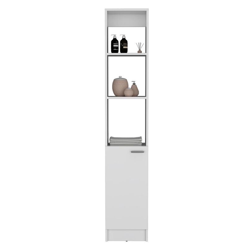 Parks Linen Cabinet, 1 Door, 6 Shelves, White, Bathroom