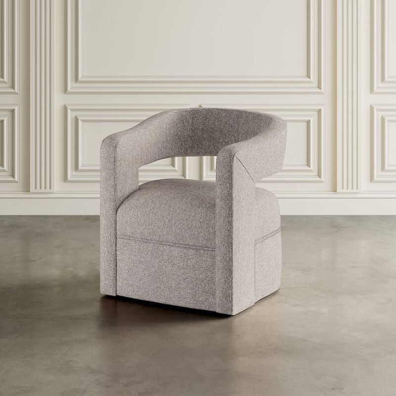 Jofran Lexy Modern Sculpted Curved Upholstered Swivel Accent Chair