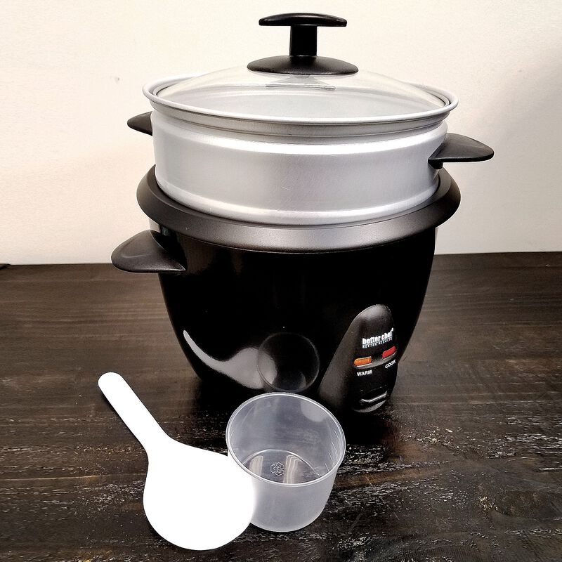 Better Chef 5 Cup Rice Cooker with Food Steamer Attachment