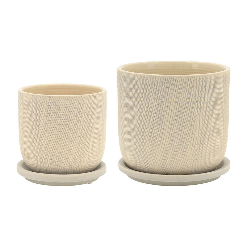 Mesh Planter with Saucer, Sage
