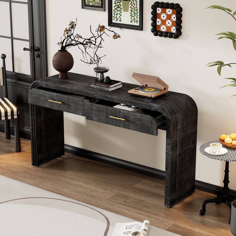 Retro Console Table with Drawers for Living Room