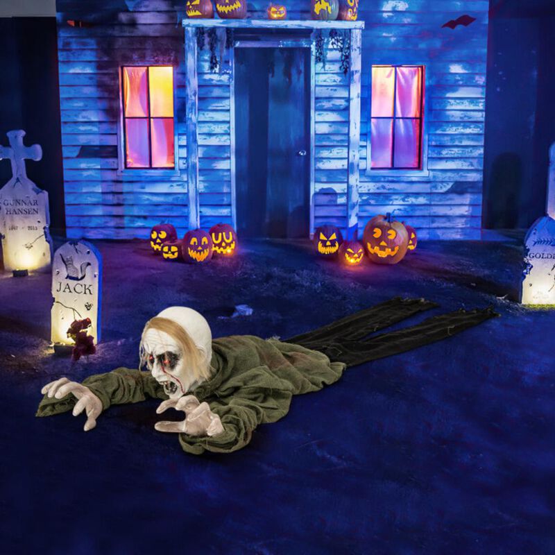 Hivvago Halloween Groundbreaker Climbing Zombie with Light up Eyes and Creepy Sound