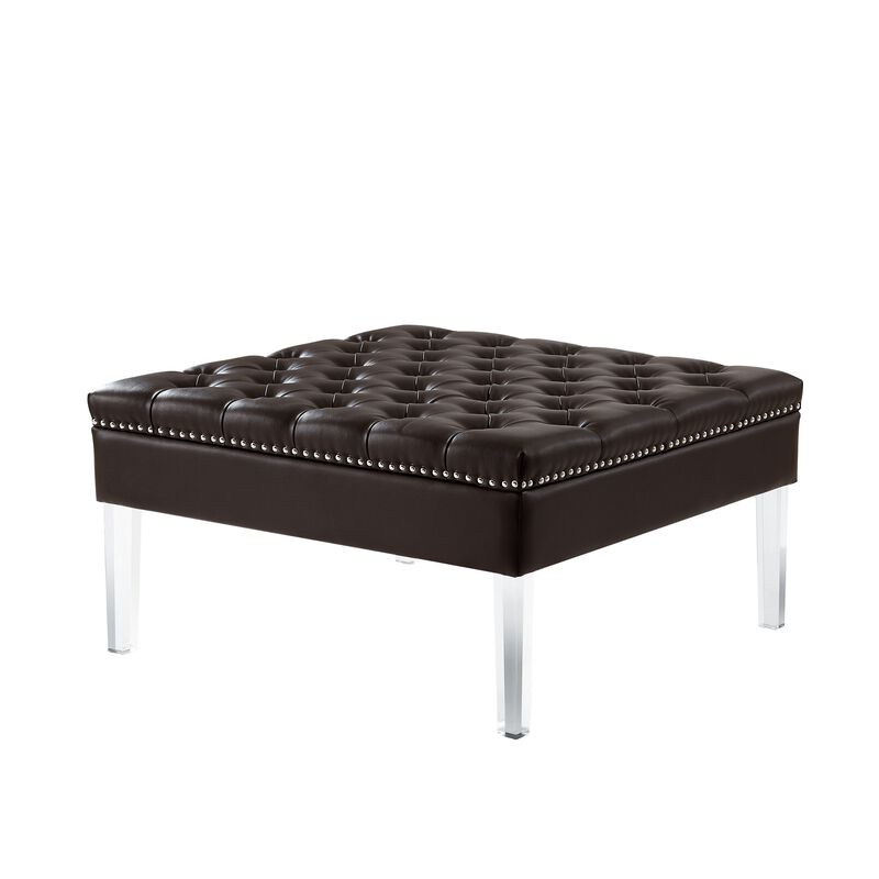 Inspired Home Eladio Leather PU Ottoman Coffee Table
