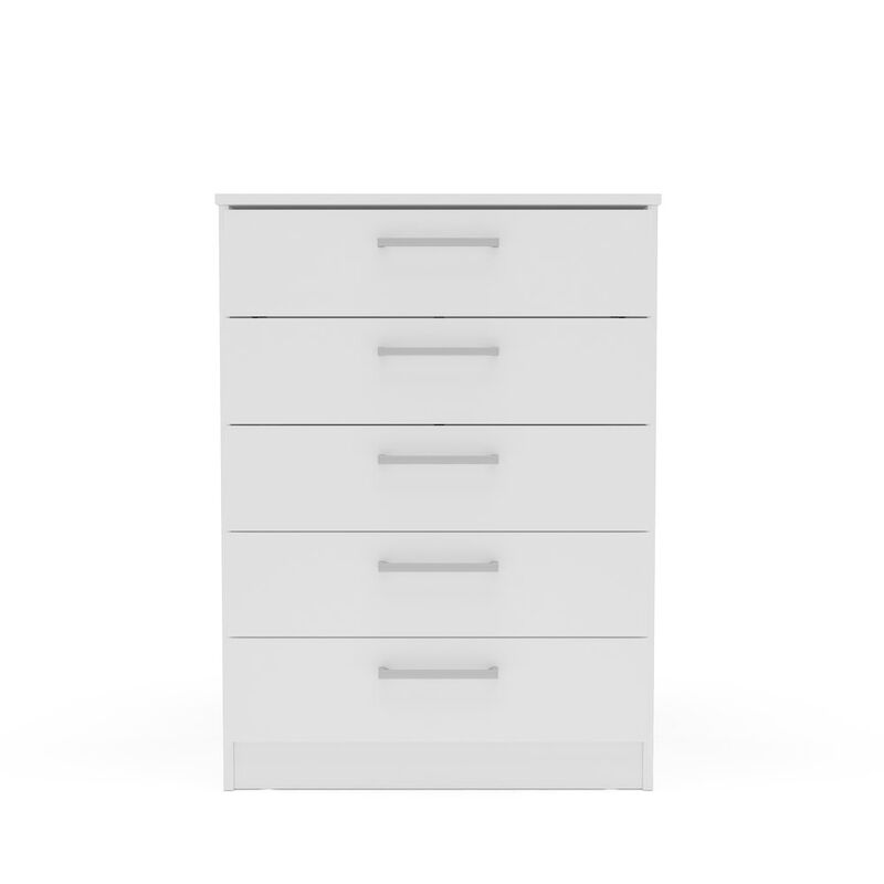 Polifurniture Juliette Modern 5 Drawer Dresser, White