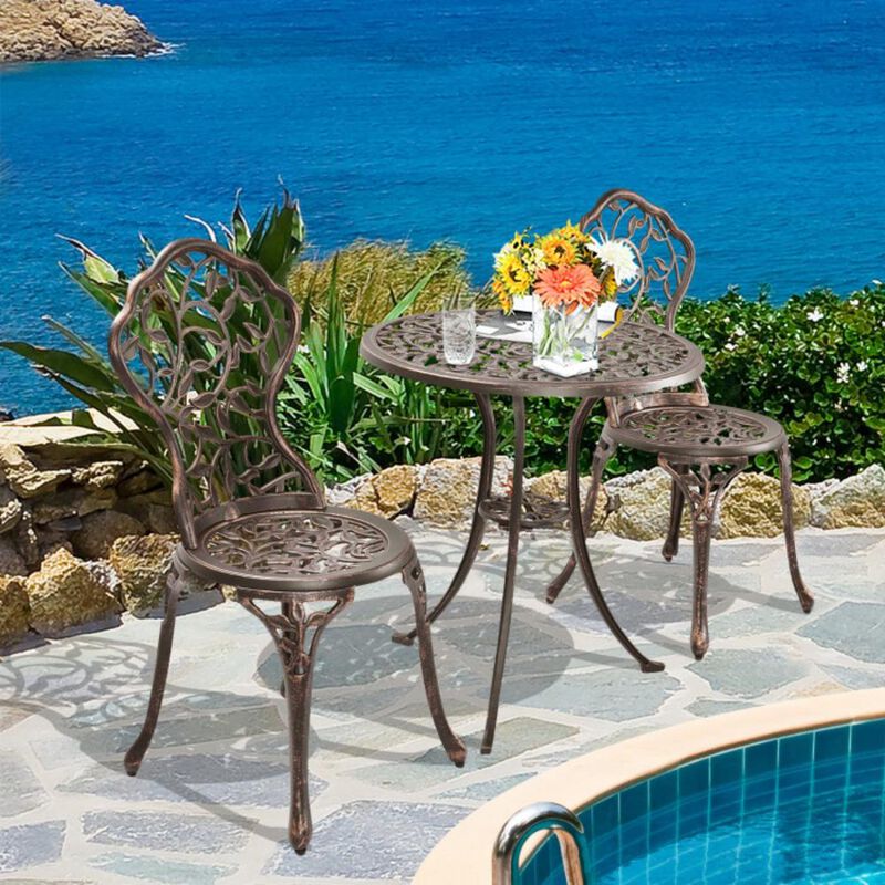 Hivvago 3 Pieces Cast Aluminum Bistro Set