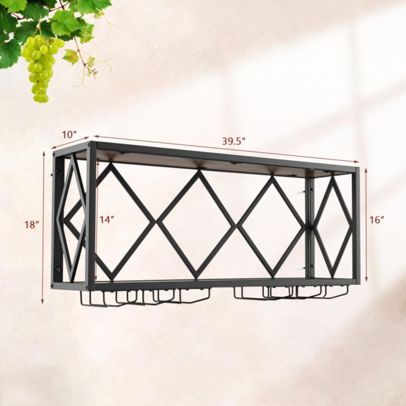 Hivvago Wall Mounted Wine Rack for 39 Bottles and 12 Glasses