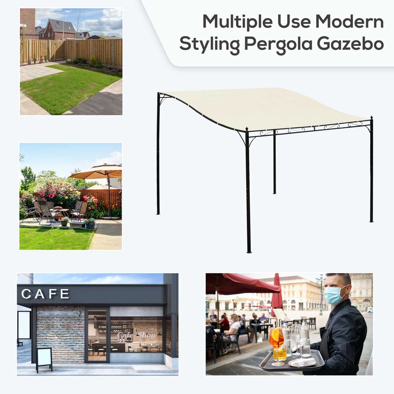 Ivory Backyard Retreat: 10x10 Weather-Resistant Metal Pergola Gazebo