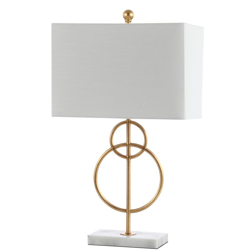 Haines Modern Circle Marble/Metal LED Table Lamp