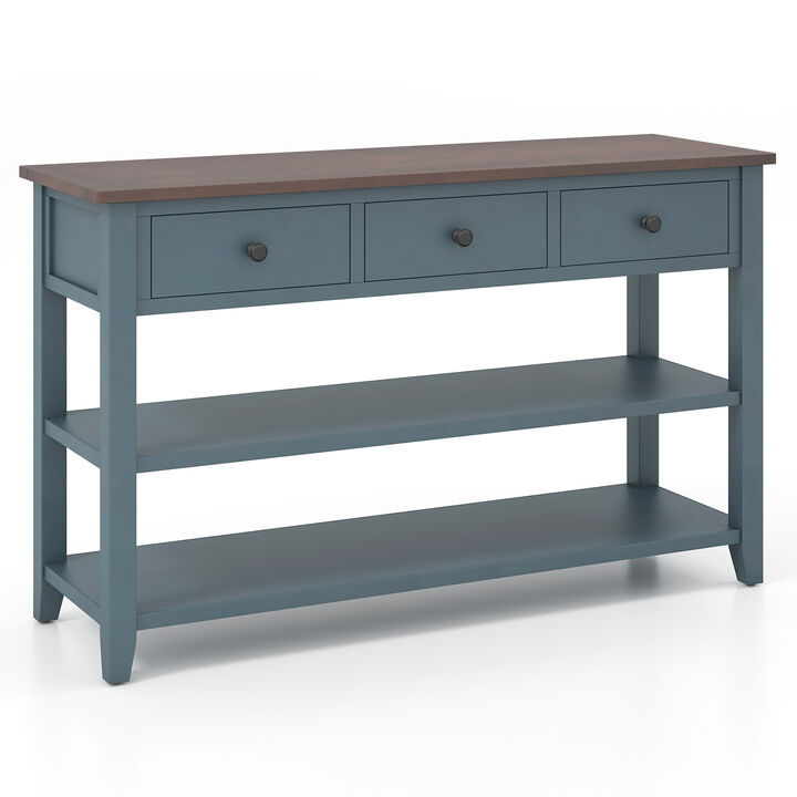 50-Inch Narrow Entryway Table, Long Sofa Table with Drawers and Shelves for Storage and Decor