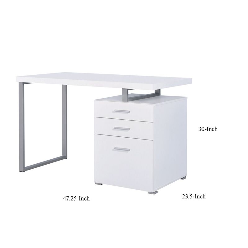 Superb white Office Desk with Reversible Set Up-Benzara