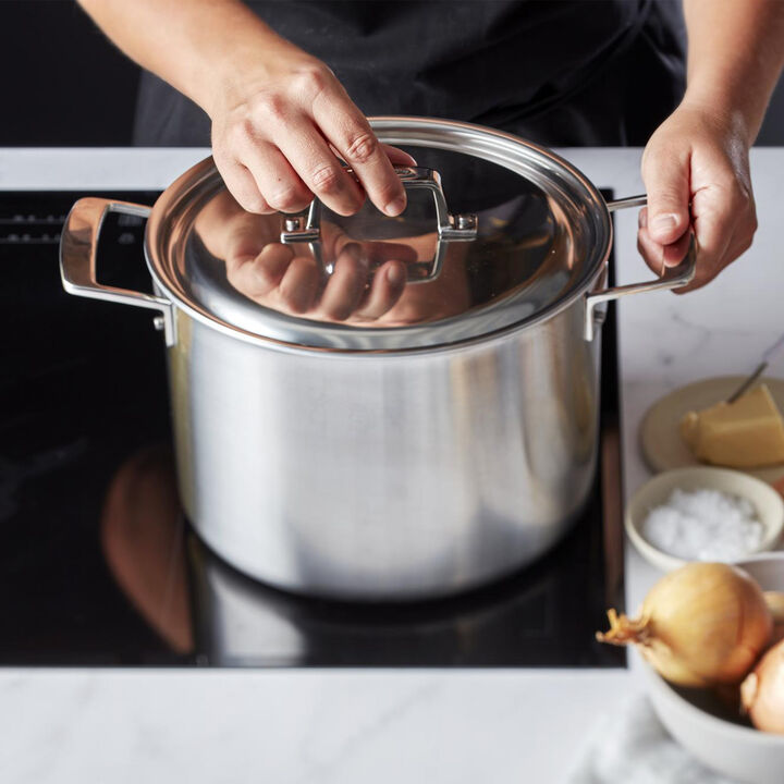 Demeyere Essential 5-ply 8-qt Stainless Steel Stock Pot with Lid