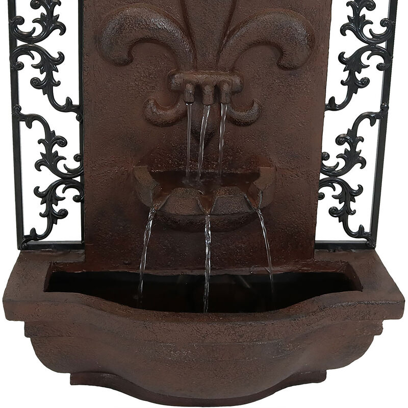 Sunnydaze French Lily Polystone Outdoor Wall Fountain