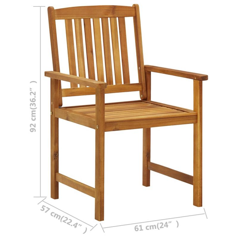 Blaire Outdoor Accent Chairs, Set of 2, Acacia Wood, Cream Cushions - Benzara