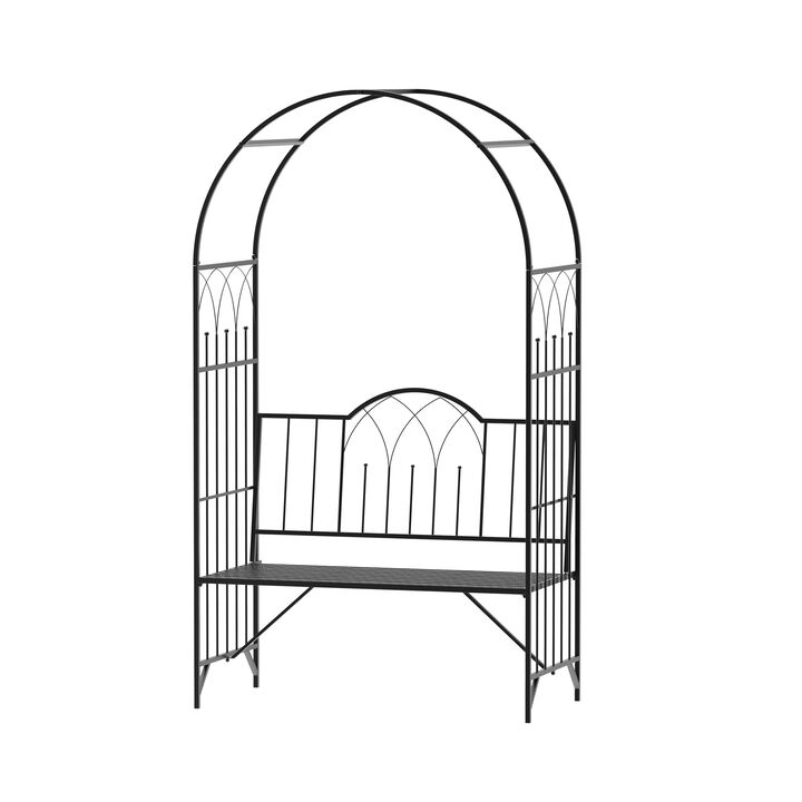 Romantic Garden Arch: 23.25" Metal Arbor with Bench for Two