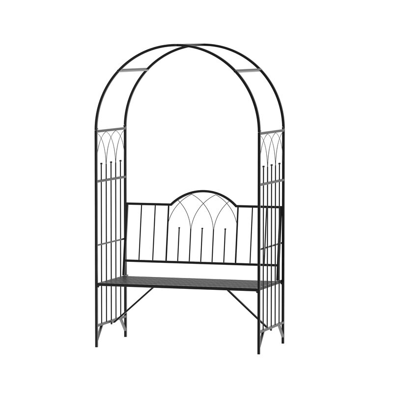 Romantic Garden Arch: 23.25" Metal Arbor with Bench for Two