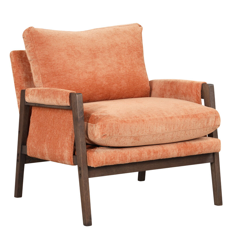 Mid-Century Modern Velvet Accent Chair, Leisure Chair With Solid Wood And Thick Seat Cushion