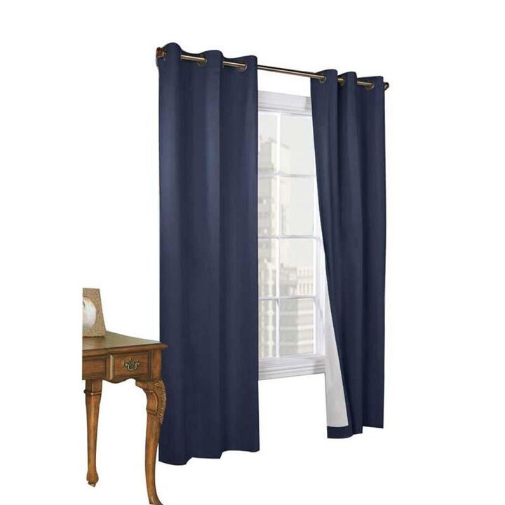 Commonwealth Thermalogic Weather Cotton Fabric Grommet Top Panel Pair - 80x54" - Navy