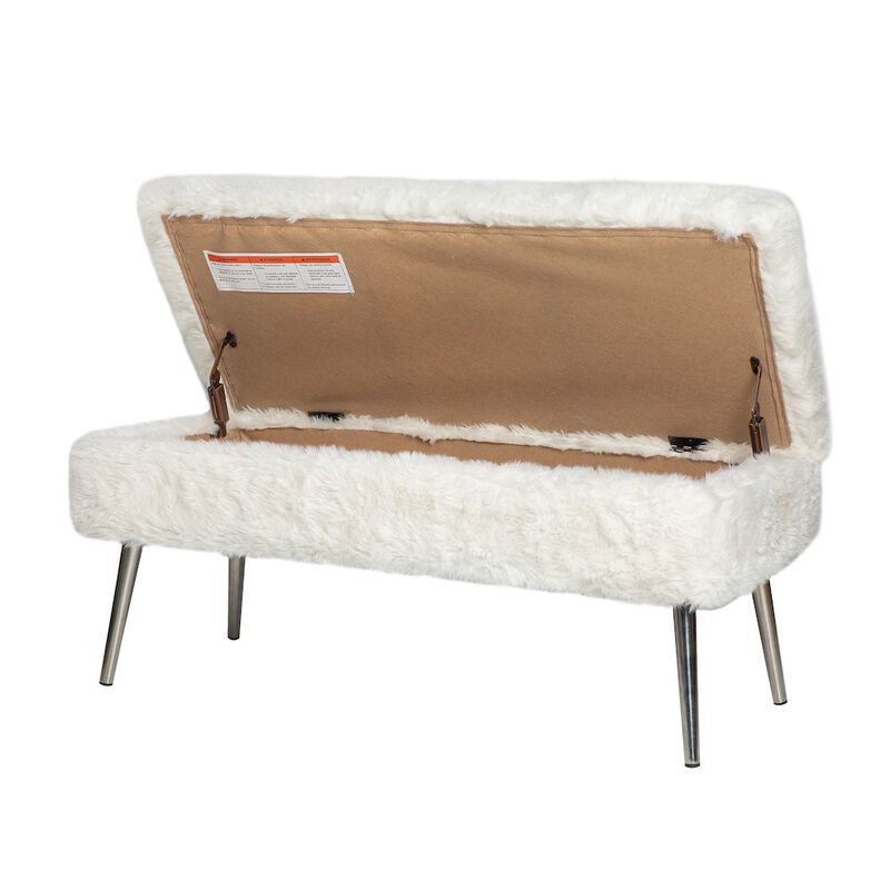 Jofran Huggy Luxury Plush Faux Fur Upholstered Storage Bench