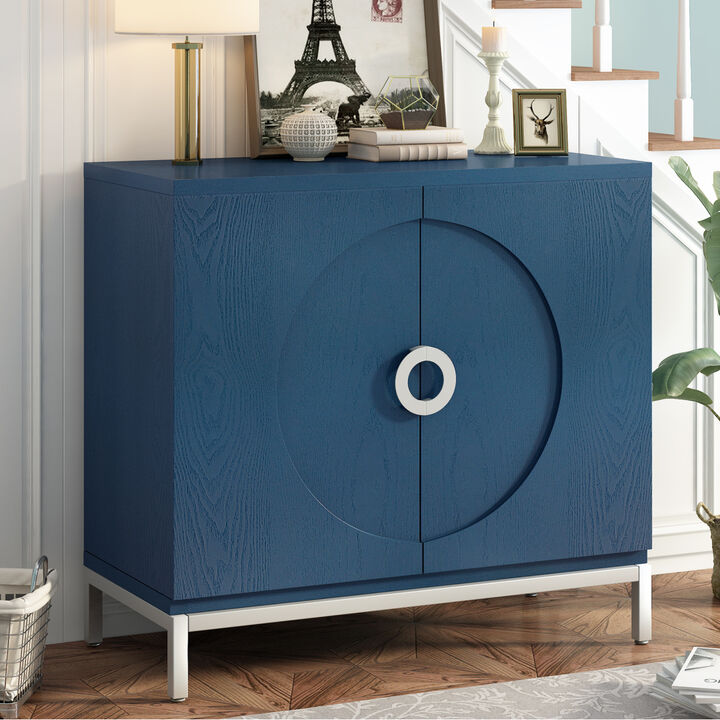Wooden and Metal Accent Cabinet (Navy)