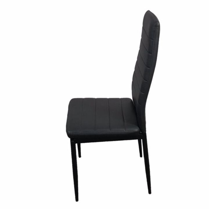 Elegant High Backrest Dining Chairs Assembled with Striped Texture & Modern Design
