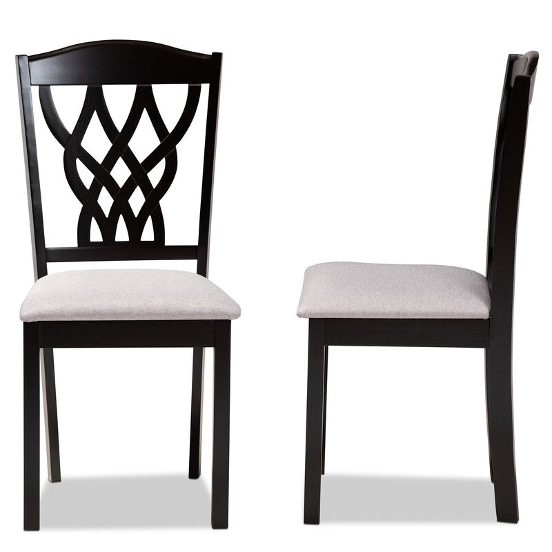 Baxton Studio Delilah Modern Grey Fabric Upholstered Wood 2 Piece Dining Chair Set