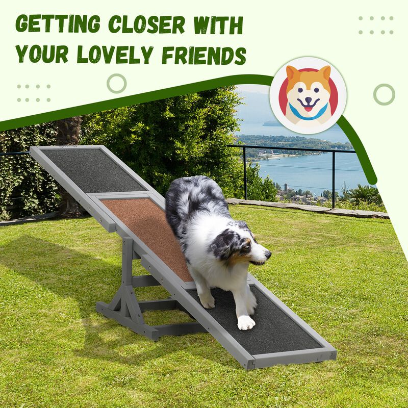 Gray Dog Training Tool: 71" Wooden Seesaw for Agility Exercise