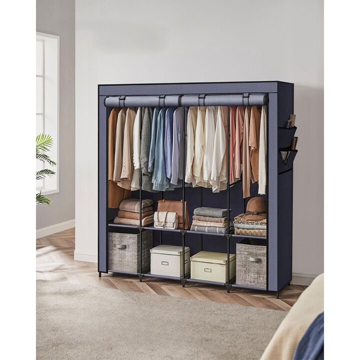 Portable Closet with Cover 4 Hanging Rods and Shelves