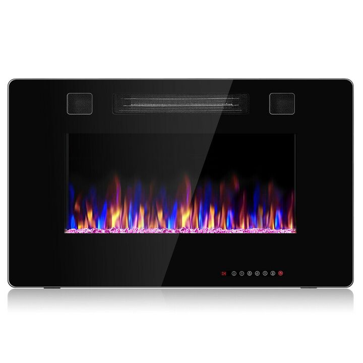 Recessed Ultra Thin Electric Fireplace Heater with Glass Appearance