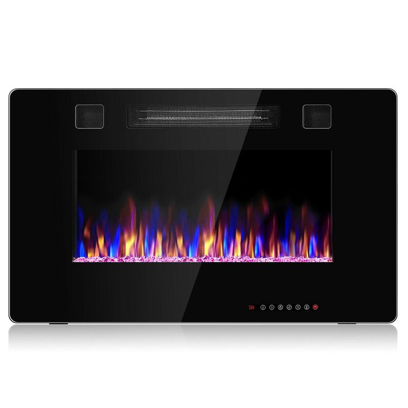 Recessed Ultra Thin Electric Fireplace Heater with Glass Appearance