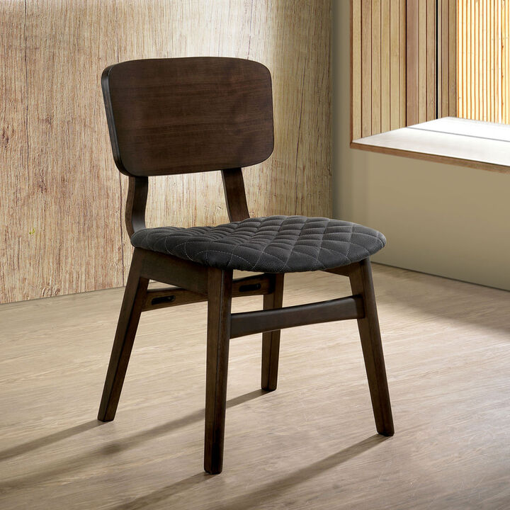Walnut Finish Mid-Century Side Chairs with Fabric Seat
