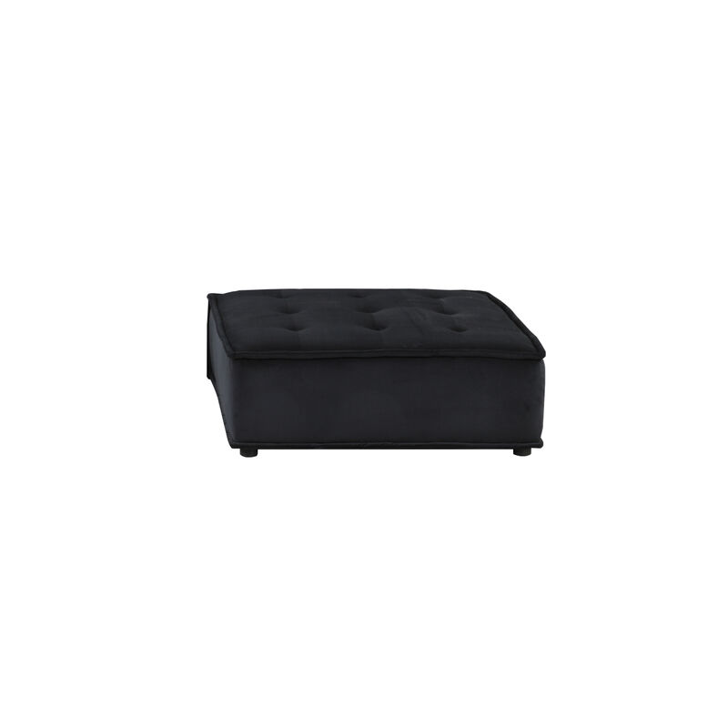 Anna Black Velvet 5 Piece Sectional Sofa Ottoman
