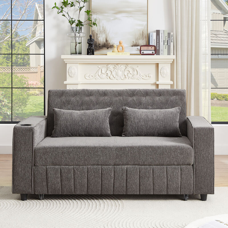 Merax Modern Sleeper Sofa Pull-out Sofa Bed with Adjustable Backrest for Living Room