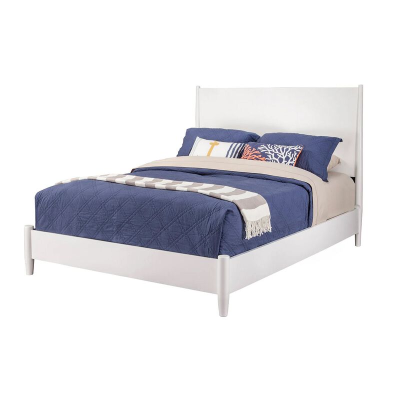 Flynn Mid Century Modern Standard King Panel Bed, White
