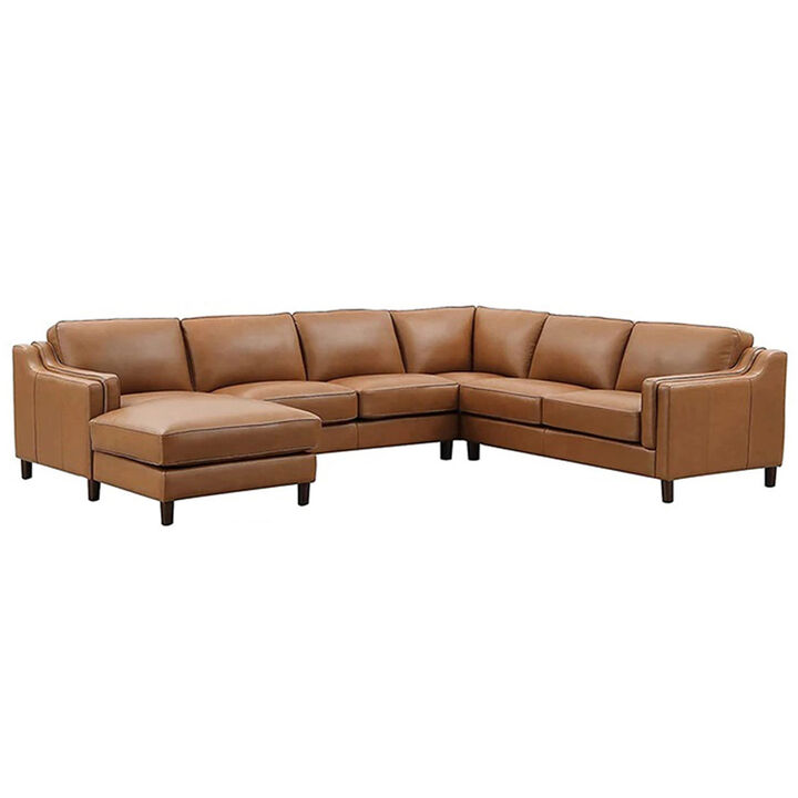 Bella Top Grain Leather U-Shaped Sectional with Left Chaise
