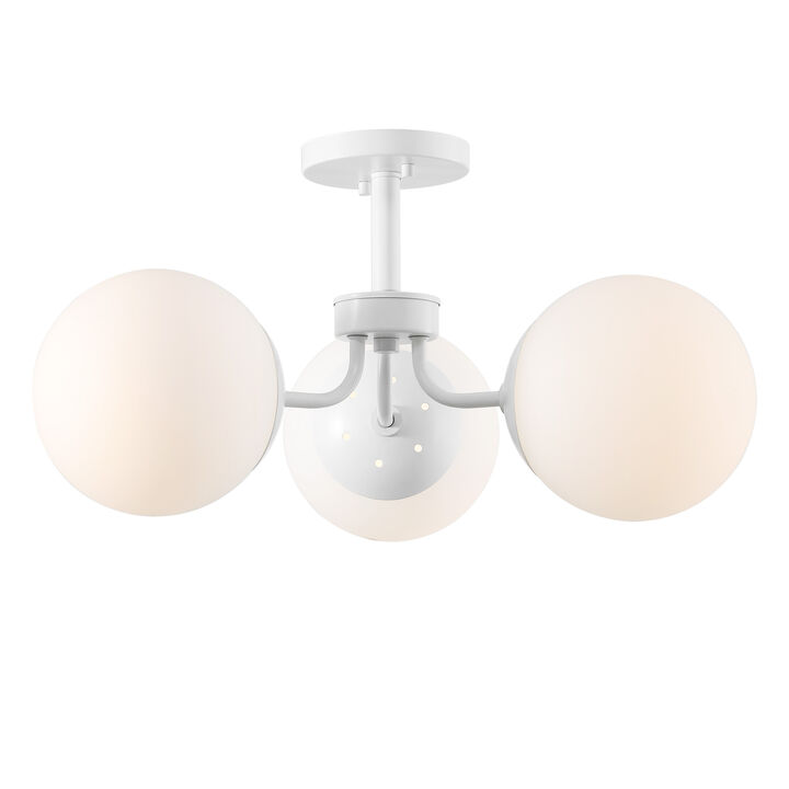 Olivier 3-Light Bohemian Farmhouse Iron/Frosted Glass LED Semi Flush Mount