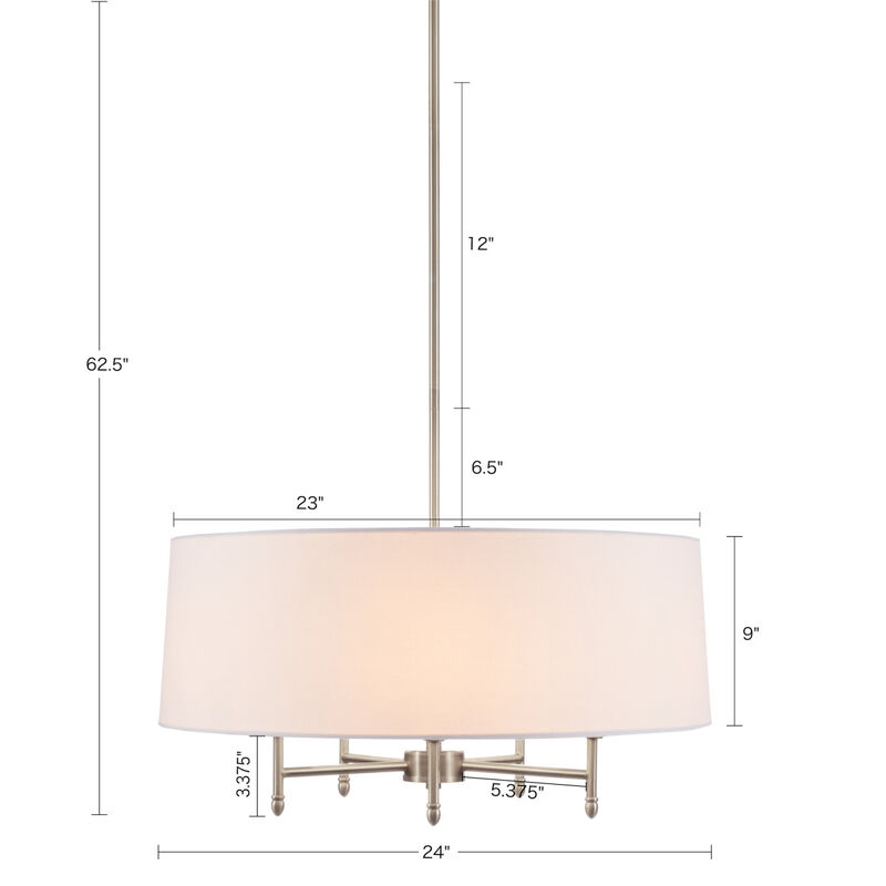 Presidio 5-Light White Drum Shade Chandelier