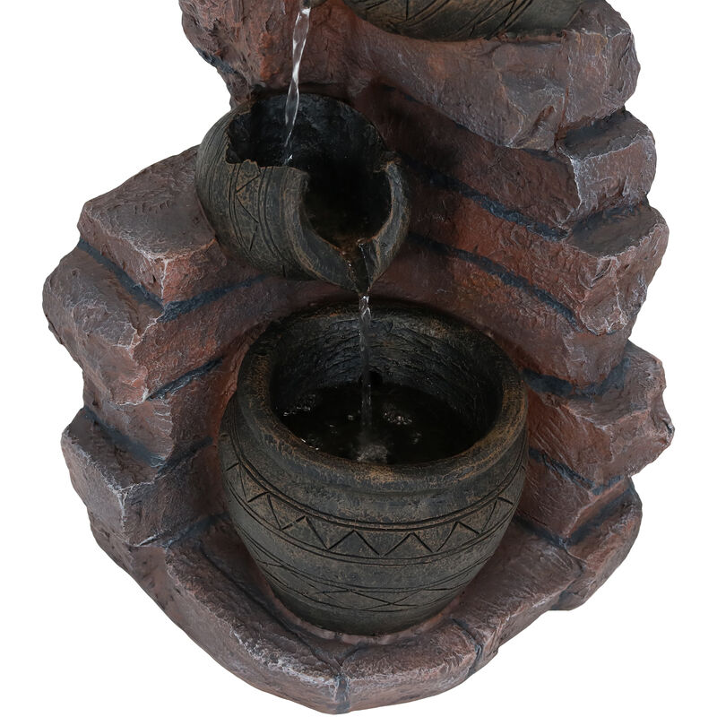 Sunnydaze Crumbling Bricks/Pots Solar Water Fountain with Battery - 27 in
