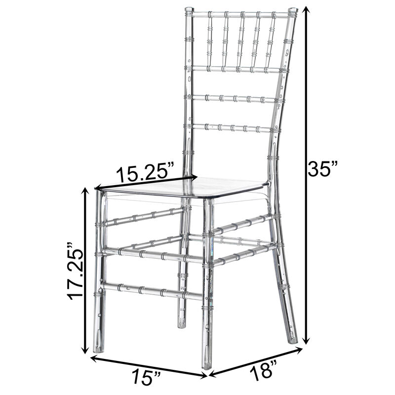 Modern Acrylic Stackable Chiavari Dining Chair, Clear Party Chair, Crystal Acrylic Chair for Events and Weddings, Single