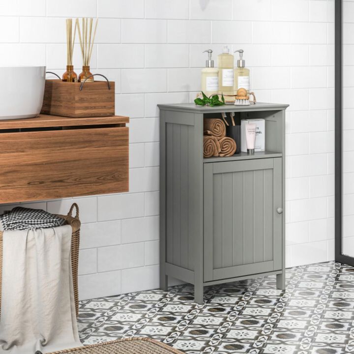Hivvago Bathroom Freestanding  Adjustable Shelf Floor Storage Cabinet