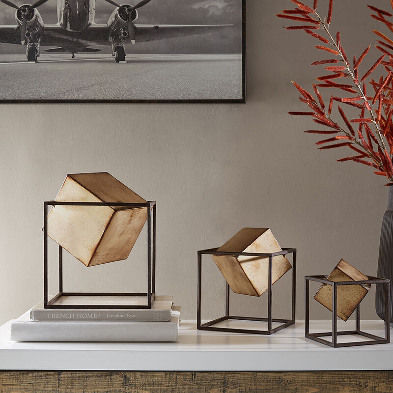 Gracie Mills Aaron 3-Piece Cubes Tabletop Decor Set